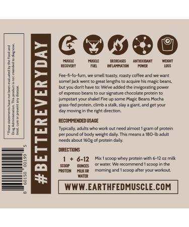 Buy Earth Fed Muscle Magic Beans Mocha Whey Protein Isolate - Non-GMO Gluten Free Keto-Friendly - 2lb 31 Servings - International Shipping Available - Buy Online on GoSupps.com