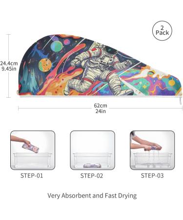 Buy Astronaut Galaxy Space Hair Towel 2 Pack - Super Absorbent Quick Dry Hair Turbans for Women & Girls | Perfect for International Shipping - Buy Online on GoSupps.com