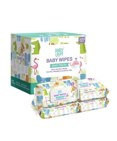 HAPPY BUM Sensitive Water Baby Diaper Wipes - Hypoallergenic, Unscented (320 Wipes) - Buy Online on GoSupps.com
