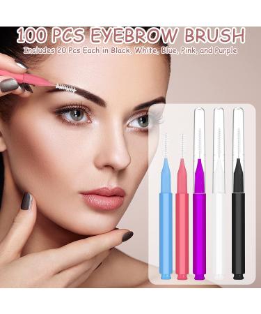 100Pcs Micro Eyebrow & Eyelash Comb Brush with Cap - Multifunctional Brow Lamination Spoolies for Eyebrows - Portable Brow Brushes for Extensions (5 Colors) - Buy Online on GoSupps.com