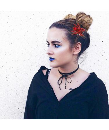 Halloween Sparkle Crystal Spider Hair Clips - Rhinestone Insect Barrette for Costume Dress-up in Red - Buy Online on GoSupps.com