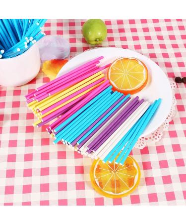  Yosoo Yosoo 100 Coloured Paper Lollipop Sticks Marshmallow Food Safe Cake Stick Safety (Colour: Blue) - Buy Online on GoSupps.com