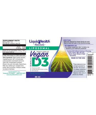 Liquid Health Naturals Liposomal Vegan Vitamin D3 | 59ml - Immune Support & Enhanced Absorption - Buy Online on GoSupps.com