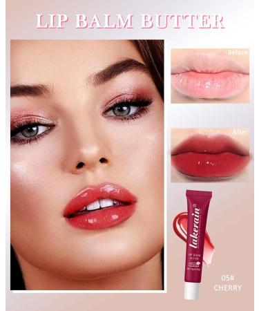 Lip Butter Balm Cherry Red Lip Gloss Shea Butter Tinted Lip Balm Lip Glowy Balm Hydrating Lip Mask Plumping Lip Butter Gloss for Dry Cracked Lips Vegan Glossy Non-sticky Lip Care Moisturizer 04+05 - Buy Online on GoSupps.com