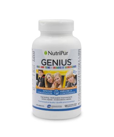 Nutripur GENIUS Kids and Teens - Concentration ADD/ADHD formula 90 chewable softgels Fish 90 count (Pack of 1)