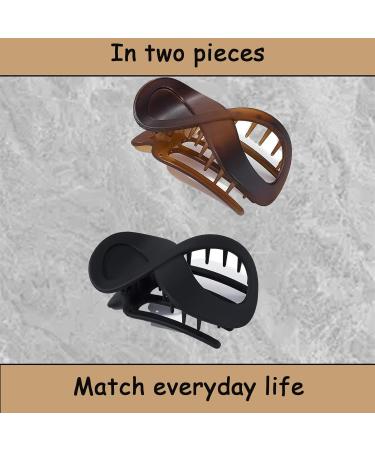 2 Pack Hair Claw Clips Stylish Hair Clips for Thick Hair Non Slip Claw Clips Strong Hold Big Hair Gripper French Design Hair Accessories for Women Girls Ladies Thick Long Hair(Black and Amber) - Buy Online on GoSupps.com