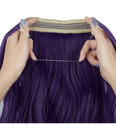 OMGREAT Halo Hair Extensions 18 Inch Curly Wavy Invisible Wire Deep Purple - 4.2 Oz | Women's Secret Crown Hairpiece - Buy Online on GoSupps.com