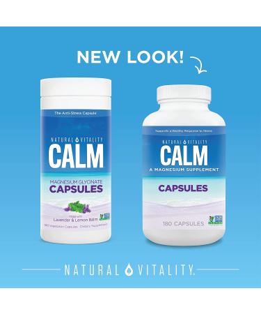 Natural Vitality Calm Magnesium Glycinate with Lavender & Lemon Balm - 180 Vegetarian Capsules - Buy Online on GoSupps.com