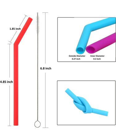 Kids Silicone Straws - 6 Short Reusable Straws for Tumblers | BPA Free & Eco-Friendly with 2 Cleaning Brushes - Buy Online on GoSupps.com