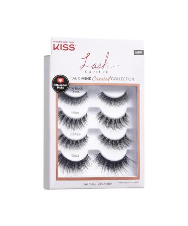 KISS Lash Couture Faux Mink False Eyelashes Multipack - Celebrity Favorite Wispy Effect Volume & Curl Reusable Cruelty-Free 4-Pairs Contact Lens Friendly - Buy Online on GoSupps.com