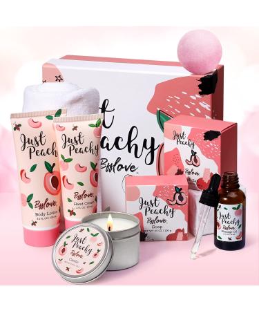 Gift Box For Women, Spa Gifts for Women - 8 Piece Bath and Body Set with Peach Scent Spa Gift Set for Women, Bath Set includes Bath Bomb, Scent Candle and Massage oil, Gifts For Her Women - Buy Online on GoSupps.com