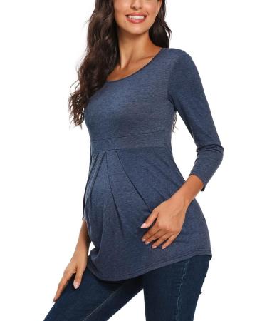 Love2Mi Women's Maternity Nursing Shirt - Layered Wrap Top in Navy - Size L to XL - Buy Online on GoSupps.com