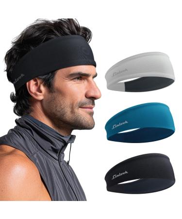 Sporte headbands for women and men antibacterial welding tape forehead elastic non -slip hair band for jogging running fitness yoga cycling basketball black + gray + blue - Buy Online on GoSupps.com