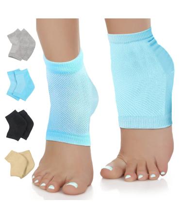 Nado Care Moisturizing Socks Lotion Gel for Dry Cracked Heels - Spa Gel Socks Humectant Moisturizer Heel Balm Foot Treatment Care Heel Softener Compression Cotton - 4 Pair Pink