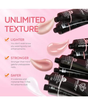Modelones Poly Nail Gel Kit - 6 Colors Builder Gels Extension Gel Kit with Slip Solution - Professional All-in-One French Pink Set - Buy Online on GoSupps.com