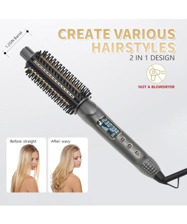 TANSHINE Curling Iron Brush 1.25 Inch Curling Thermal Brush Professional Anti-Scald Instant Heated Round Brush for Blowout Look Hair Curler Hot Brush Styler for Short Long Hair 1 1/4 Inch Curling Comb Grey - Buy Online on GoSupps.com