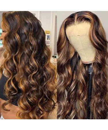 Bele Real Hair Wig Black Women 22 inch 180% Density Ombre 4/27 Body Wave Lace Front Wig - Buy Online on GoSupps.com