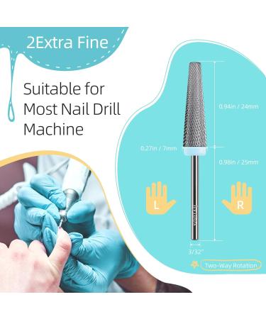 24mm Super Long 5 in 1 Nail Drill Bits - Cross Tapered Carbide Bit for Acrylic & Gel Removal - Electric File Tool for Manicure - Two-Way Rotate (2XF - Buy Online on GoSupps.com