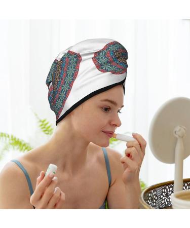 Mandala Hair Towel Wrap - Quick Drying Hair Turban with Button | Perfect Hair Drying Solution - Buy Online on GoSupps.com