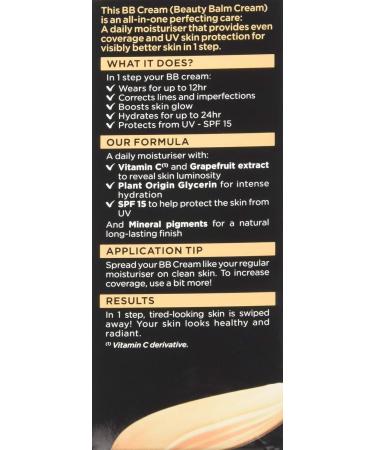 Garnier BB Cream Original Medium Tinted Moisturiser SPF 15 - 50ml Pack - Glow-Boosting Formula with Vitamin C & Grapefruit - Buy Online on GoSupps.com