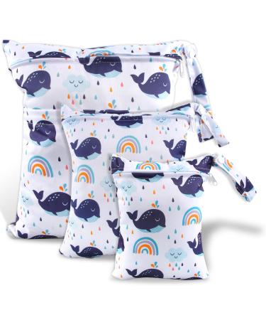 Ekong diaper pockets nast pockets wet 3 pieces of diaper bag diaper bag waterproof washable Wetbag organizer for toddler diapers travel gym beach pool (c)