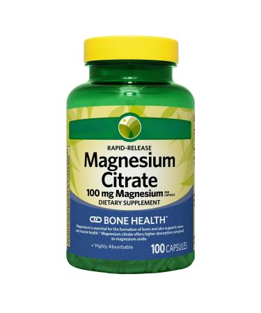 KP+ Magnesium | Magnesium Citrate 100 mg | Bone & Muscle Health Support | Rapid-Release Capsules | 100 Count | Dietary Supplement | Pack of 1