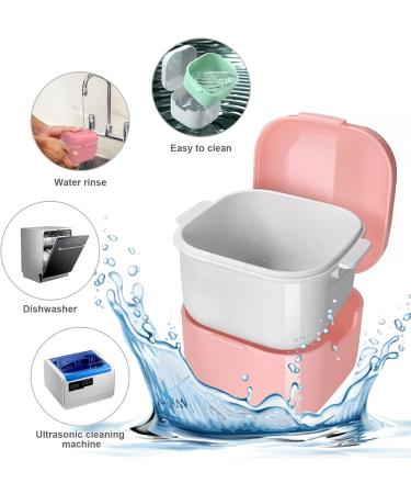 Didatool Prosthesis Box - Denture Box with Filter & Finger Toothbrush for Easy Storage & Cleaning (Pink) | International Shipping Available - Buy Online on GoSupps.com