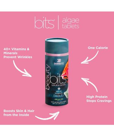 ENERGYbits BEAUTYbits Spirulina Algae Tablets - High Protein Superfood for Skin, Hair, Nails - Non-GMO, Non-Irradiated, Chlorophyll Rich - 1000 Tablets - Buy Online on GoSupps.com
