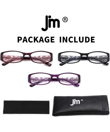 JM 3 Pack Women's Reading Glasses - Vintage Rectangular Readers +1.5 Diopters - Spring Hinge - Mixed Colors - Buy Online on GoSupps.com