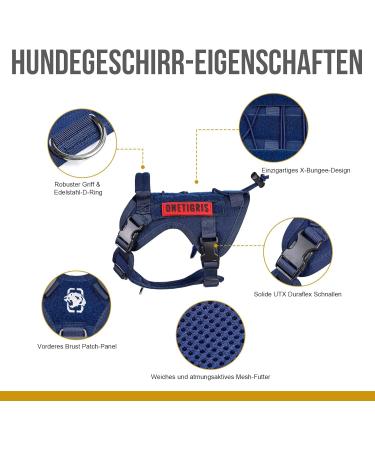 Oneigris Dog Harness | Fire Watcher Tactical Dishes Molle Safety Dog Vest with No-Pull D-Ring | 1000D Nylon XS - Blue - International Shipping Available - Buy Online on GoSupps.com