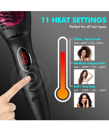 MiroPure Ionic Hair Straightener Brush - Fast Heating Ceramic, 11 Temp Control, Professional Styling for Straightening or Curling (Black) - Buy Online on GoSupps.com