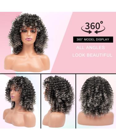 Shop Colorfulpanda Afro Wig Gray - Ombre Silver Gray Synthetic Curly Wigs for Women | Kinky Curly Short Pony Wigs for Everyday & Cosplay - Buy Online on GoSupps.com