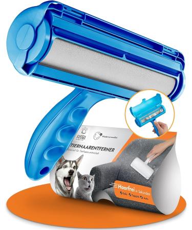 Fusselmonster animal hair remover lint roller for dogs & cats developed for effective cleaning of the sofa carpet car I reusable cat hair remover i lint roll animal hair (blue)