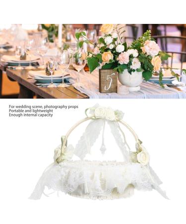 White Wedding Flower Basket Easy Carry Lightweight Wedding Flower Girl Basket for Photography - Buy Online on GoSupps.com