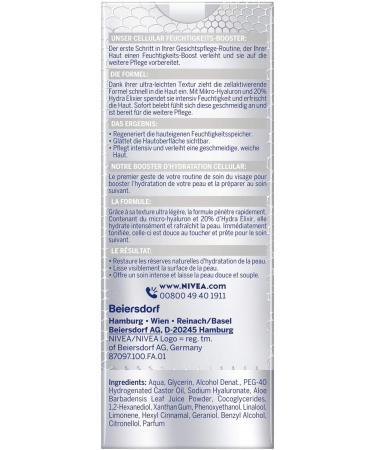 NIVEA Cellular Filler Hyaluronic Serum Essence (30 ml) Preparatory Face Serum Moisturising Anti-Age Hydra Elixir for Smooth Skin - Buy Online on GoSupps.com