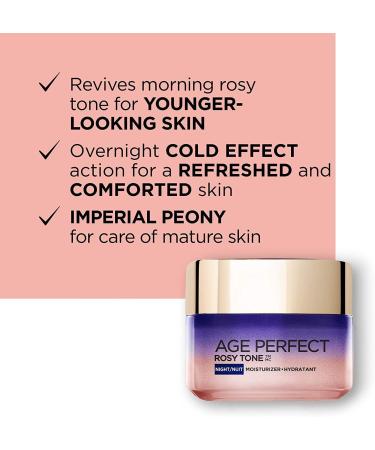 L'Oreal Paris Night Cold Effect Moisturizer Cream Age Perfect Rosy Tone with Imperial Peony Extract + Calcium B5 For Mature Skin Skincare 50 ml Night Cream 50ml - Buy Online on GoSupps.com