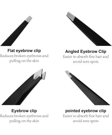 Professional Stainless Steel Tweezers for Eyebrows Eyelashes and Ingrown Veils - Set of 4 Non-Slip Finish - Buy Online on GoSupps.com
