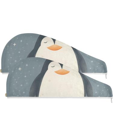 Moon Penguin Hair Towel 2 Pack | Super Absorbent Quick Dry Turbans for Women & Girls - Perfect Hair Drying Solution - Buy Online on GoSupps.com