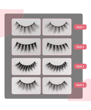 Yinettech 20 Pairs Self-Adhesive False Eyelashes with Scissors & Tweezers | 4 Styles 3D Soft Natural Eyelashes for Women & Girls - International Shipping - Buy Online on GoSupps.com