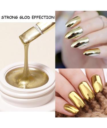 Metallic Painting Gel Nail Polish - Super Bright Mirror Gold Effect Nail Polish - Super Glossy Mirror Finish 3D Metal Painting Gel Drawing DIY Nail Art - Buy Online on GoSupps.com