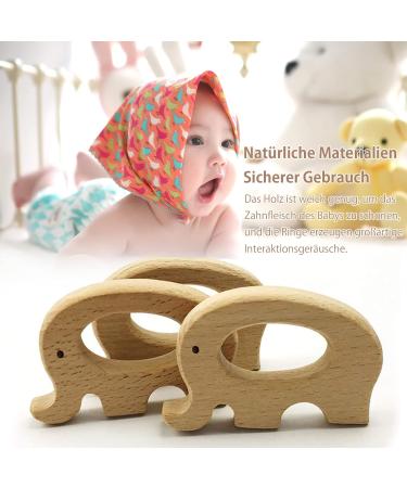 Baby Wooden Elephant Teether Pendant - Food Grade DIY Jewelry Necklace & Play Gym Pack of 10 - Buy Online on GoSupps.com