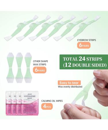 Beauty7 Eyebrow Wax Strips Kit - Hair Removal & Shaping for Women - 24 Strips with Calming Oil Wipes - At-Home Waxing Solution for Sensitive Skin - Buy Online on GoSupps.com