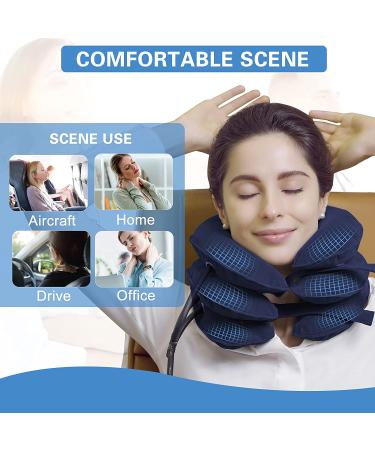 Inflatable Cervical Neck Traction Device for Chronic Pain Relief - Adjustable Support for Spine Alignment - Easy to Use at Home or Office (Blue) - Buy Online on GoSupps.com