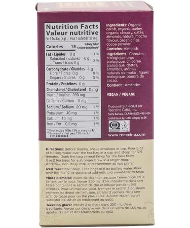 Teeccino Herbal Tea Mocha Rich & Roasted Herbal Tea That s Caffeine Free & Prebiotic for Natural Energy 25 Tea Bags - Buy Online on GoSupps.com