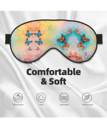 Butterfly Print Unisex Sleep Mask - Double-Sided Eye Mask for Sound Sleep & Skin Care - Black - Buy Online on GoSupps.com