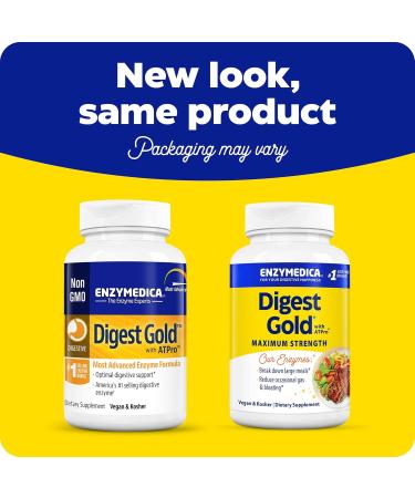 Enzymedica Digest Gold + ATPro Maximum Strength Enzyme Formula Prevents Bloating and Gas 14 Key Enzymes Including Amylase Protease Lipase and Lactase 21 Capsules (FFP) - Buy Online on GoSupps.com