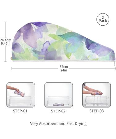 Floral Purple Hair Towel 2 Pack | Super Absorbent Quick Dry Hair Turbans for Women & Girls - Buy Online on GoSupps.com
