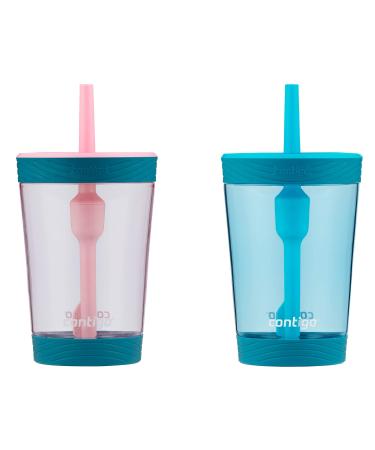Contigo Kids Spill-Proof 14oz Tumbler with Straw and BPA-Free Plastic Fits Most Cup Holders and Dishwasher Safe 2-Pack Strawberry Cream & Blue Raspberry Strawberry Cream & Blue Raspberry 2-Pack 14 oz