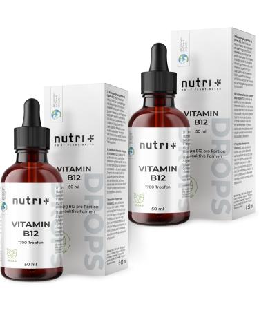 Nutri + Vitamin B12 drops 50 ml highly dosed + vegan - Vitamin B 12 liquid 500 g - Drops with methylcobalamin & bioactive ade - Buy Online on GoSupps.com