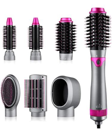 6 in 1 Hair Dryer Brush and Volumizer, Detachable Hair Dryer Styler, One-Step Hot Air Brush for Straightening Curling Drying Combing Styling 6-in-1 Hair Dryer Brush